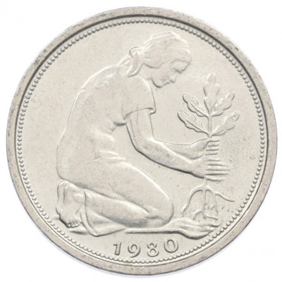 50 пфеннигов 1980 года D Западная Германия (ФРГ)