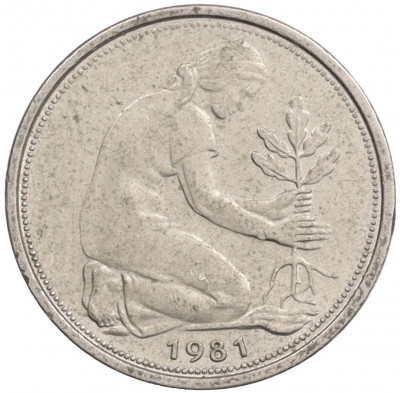 50 пфеннигов 1981 года G Западная Германия (ФРГ)