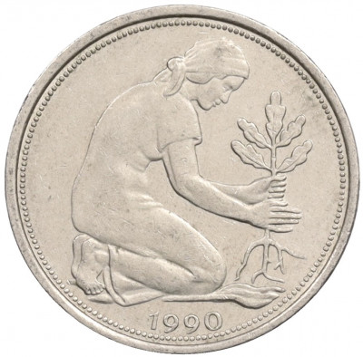 50 пфеннигов 1990 года D Западная Германия (ФРГ)