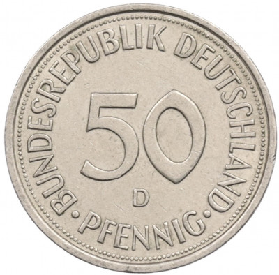 50 пфеннигов 1990 года D Западная Германия (ФРГ)