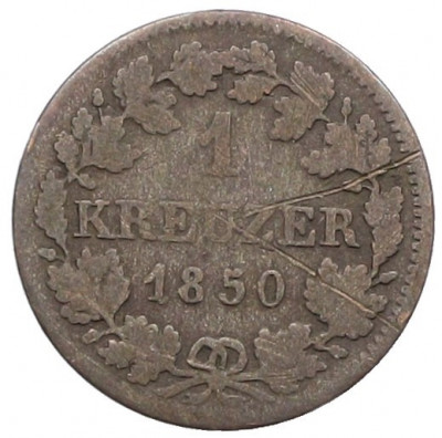 1 крейцер 1850 года Бавария