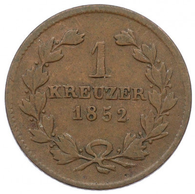 1 крейцер 1852 года Баден