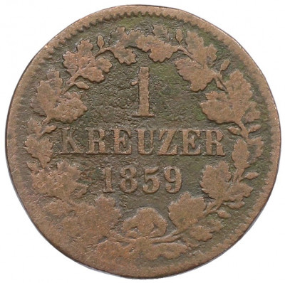 1 крейцер 1859 года Баден