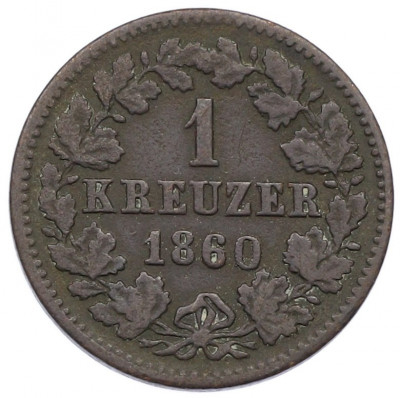 1 крейцер 1860 года Нассау