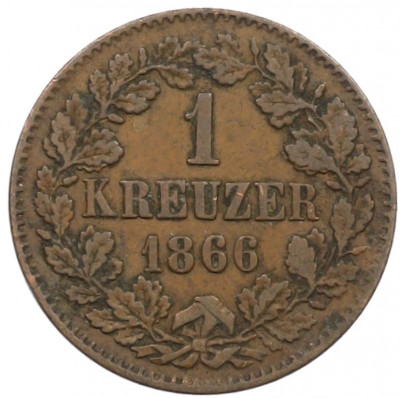 1 крейцер 1866 года Баден