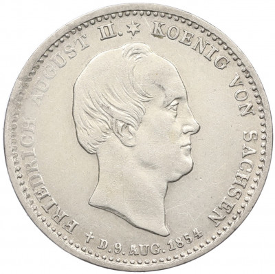 1/6 талера 1854 года Саксония «Смерть Короля Фридриха Августа II»
