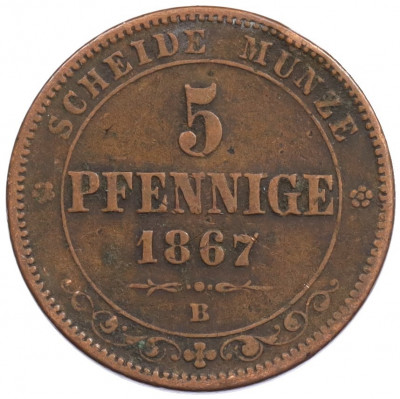 5 пфеннигов 1867 года Саксония