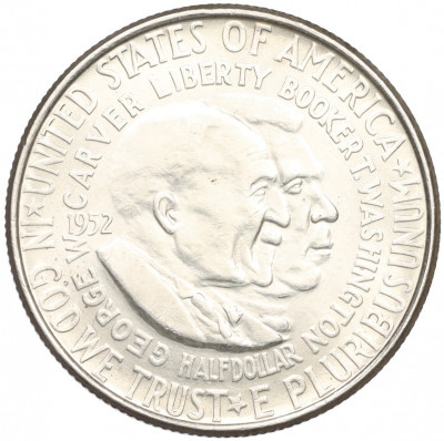 1/2 доллара (50 центов) 1952 года США «Джордж Вашингтон Карвер и Букер Талиафер Вашингтон»