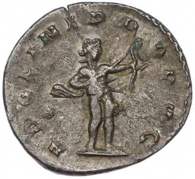 Антониниан 253-260 года Римская Империя — Валериан I (Аполлон на реверсе)