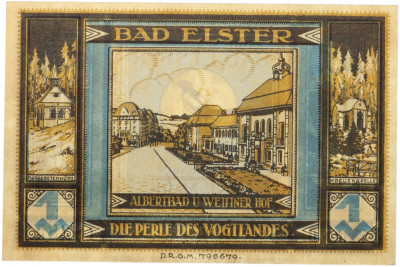 1 марка 1922 года Германия — муниципалитет Бад-Эльстер (Нотгельд)