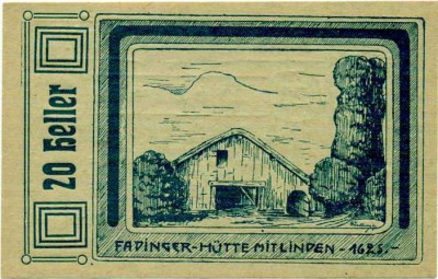 20 геллеров 1920 года Австрия — Коммуна Санкт-Агата (Нотгельд)