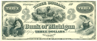 3 доллара 1862-1865 года США (Банк Мичигана)