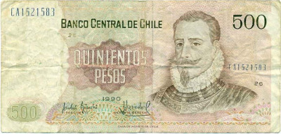 500 песо 1990 года Чили
