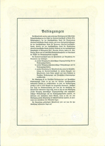 4% облигация на 1000 рейхсмарок 1940 года (Central-Candschast fur die Preukischen Staaten)