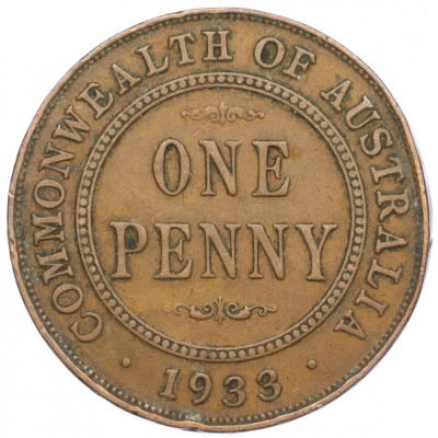 1 пенни 1933 года Австралия