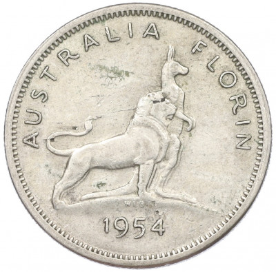 1 флорин 1954 года Австралия «Королевский визит в Австралию»