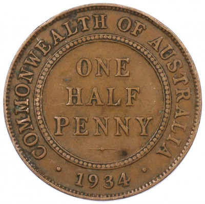 1/2 пенни 1934 года Австралия