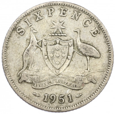 6 пенсов 1951 года Австралия