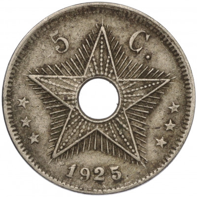 5 сантимов 1925 года Бельгийское Конго