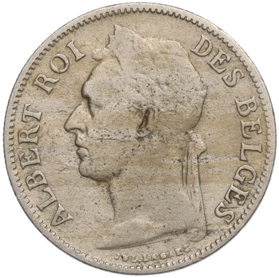 50 сантимов 1922 года Бельгийское Конго — легенда на французском (CONGO BELGE / DES BELGES)