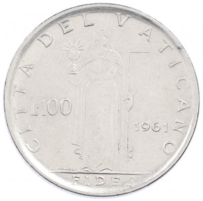100 лир 1961 года Ватикан