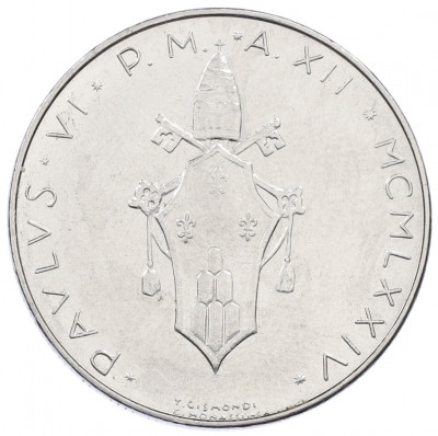 100 лир 1974 года Ватикан