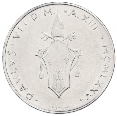 100 лир 1975 года Ватикан