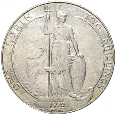 1 флорин (2 шиллинга) 1910 года Великобритания