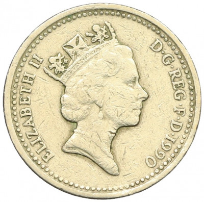 1 фунт 1990 года Великобритания