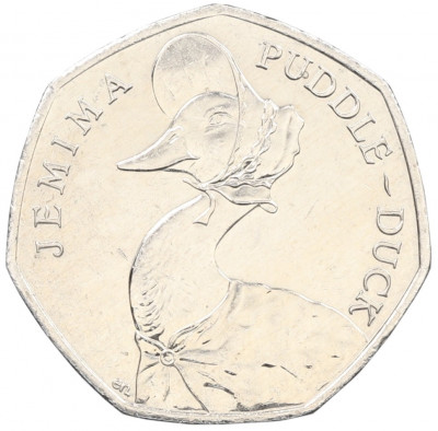 50 пенсов 2016 года Великобритания «150 лет со дня рождения Беатрис Поттер — Клара Кряквуд»