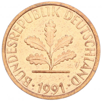 1 пфенниг 1991 года J Германия