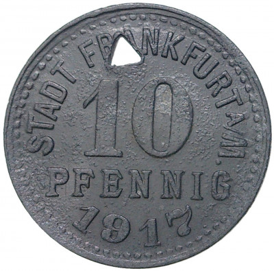 10 пфеннигов 1917 года Германия — город Франкфурт-на-Майне (Нотгельд)