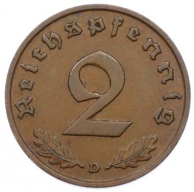 2 рейхспфеннига 1936 года D Германия