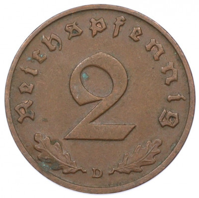 2 рейхспфеннига 1937 года D Германия