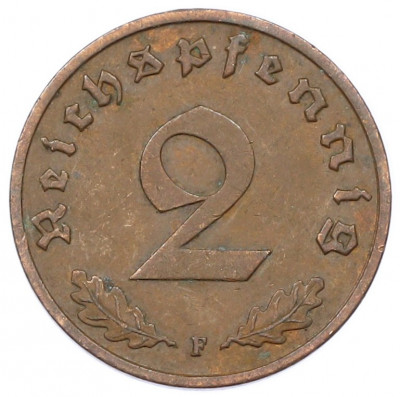 2 рейхспфеннига 1938 года F Германия