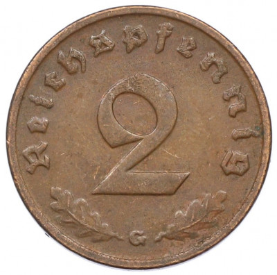 2 рейхспфеннига 1939 года G Германия