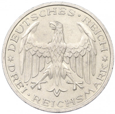 3 рейхсмарки 1927 года Германия «400 лет Марбургскому университету имени Филиппа»