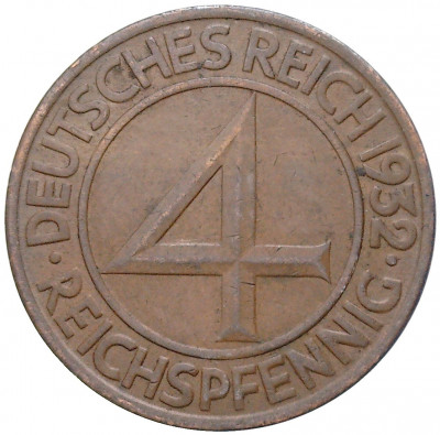 4 рейхспфеннига 1932 года А Германия