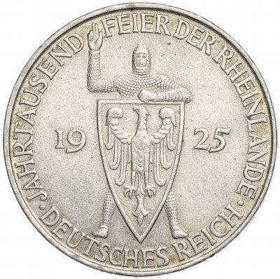 5 рейхсмарок 1925 года D Германия «Тысячелетие Рейнланда»