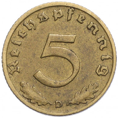 5 рейхспфеннигов 1938 года D Германия