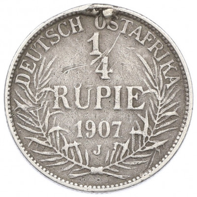 1/4 рупии 1907 года J Германская Восточная Африка