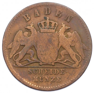 1 крейцер 1860 года Баден