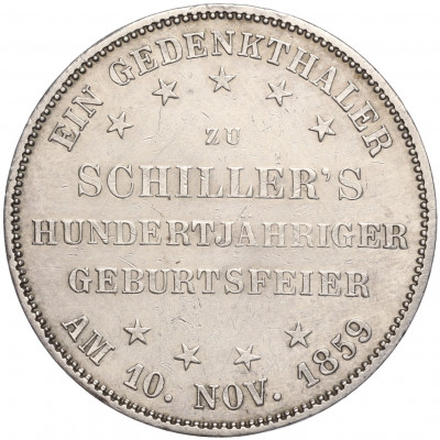 1 талер 1859 года Франкфурт «100 лет со дня рождения Фридриха Шиллера»