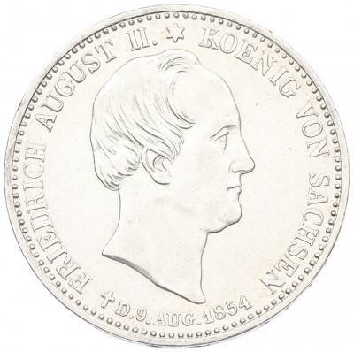 1/3 талера 1854 года Саксония «Смерть Короля Фридриха Августа II»