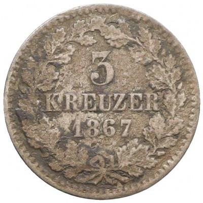 3 крейцера 1867 года Баден