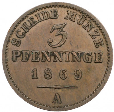 3 пфеннига 1869 года A Пруссия