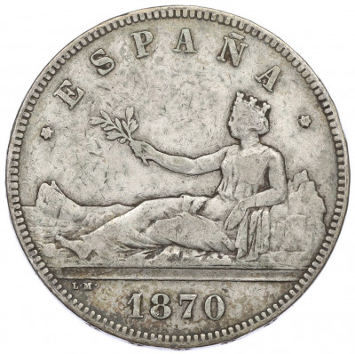 5 песет 1870 года Испания