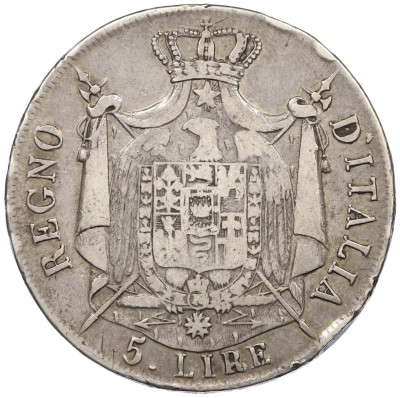 5 лир 1808 года М Наполеоновское королевство Италия