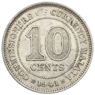 10 центов 1941 года Малайя