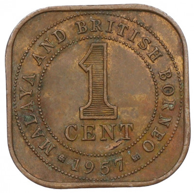 1 цент 1957 года Малайя и Британское Борнео